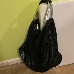 Sun N Sand black mesh and silver purse. One size.